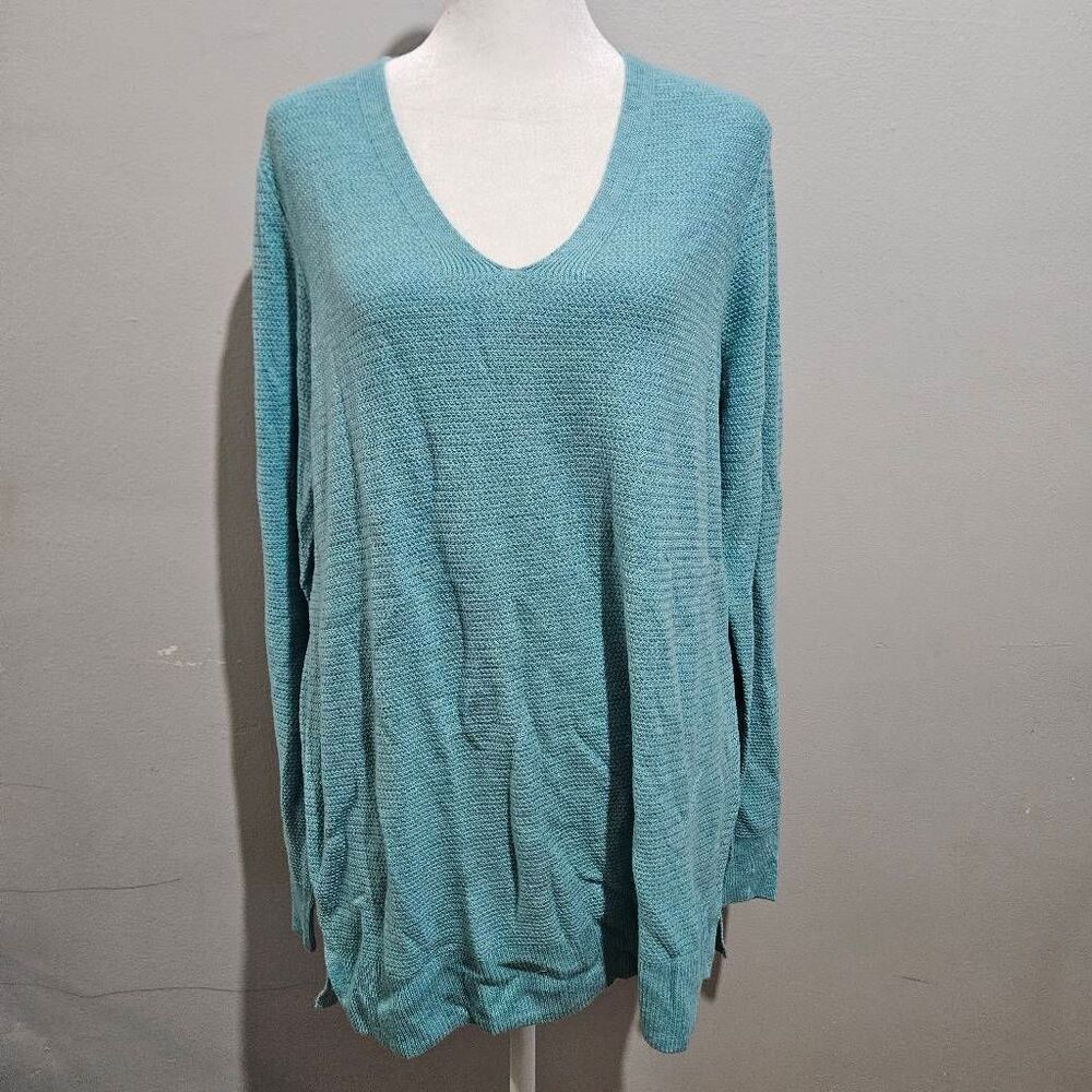 Gap V-Neck Knit Pullover Turquoise Sweater Size L